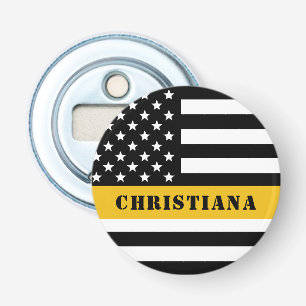 Custom 911 Dispatcher USA Flag Thin Gold Line Flaschenöffner