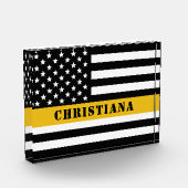 Custom 911 Dispatcher USA Flag Thin Gold Line Fotoblock (Links)