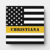 Custom 911 Dispatcher USA Flag Thin Gold Line Fotoplatte (Vorderseite)