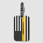 Custom 911 Dispatcher USA Flag Thin Gold Line Gepäckanhänger (Vorderseite Vertikal)