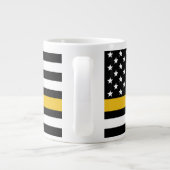 Custom 911 Dispatcher USA Flag Thin Gold Line Jumbo-Tasse (Rückseite)