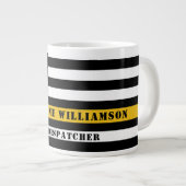 Custom 911 Dispatcher USA Flag Thin Gold Line Jumbo-Tasse (Vorderseite Rechts)
