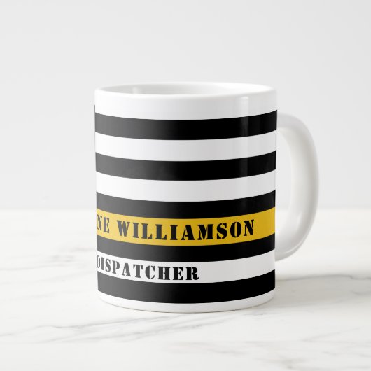 Custom 911 Dispatcher USA Flag Thin Gold Line Jumbo-Tasse (Vorderseite Rechts)