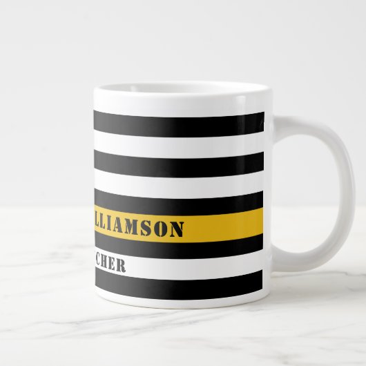 Custom 911 Dispatcher USA Flag Thin Gold Line Jumbo-Tasse (Rechts)