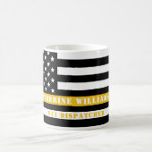 Custom 911 Dispatcher USA Flag Thin Gold Line Kaffeetasse (Mittel)