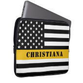 Custom 911 Dispatcher USA Flag Thin Gold Line Laptopschutzhülle (Vorne Rechts)