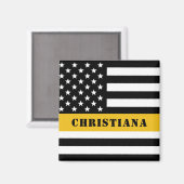 Custom 911 Dispatcher USA Flag Thin Gold Line Magnet (Vorderseite/Rückseite)
