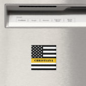 Custom 911 Dispatcher USA Flag Thin Gold Line Magnet (In Situ (Geschirrspüler))