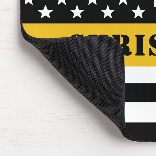 Custom 911 Dispatcher USA Flag Thin Gold Line Mousepad (Ecke)
