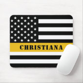 Custom 911 Dispatcher USA Flag Thin Gold Line Mousepad (Mit Mouse)