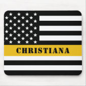 Custom 911 Dispatcher USA Flag Thin Gold Line Mousepad (Vorne)