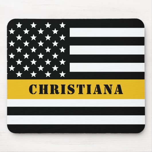 Custom 911 Dispatcher USA Flag Thin Gold Line Mousepad (Vorne)