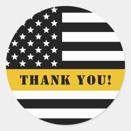 Custom 911 Dispatcher USA Flag Thin Gold Line Runder Aufkleber (Vorderseite)