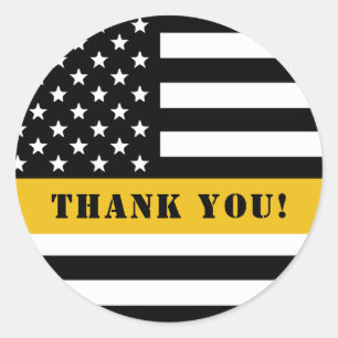 Custom 911 Dispatcher USA Flag Thin Gold Line Runder Aufkleber