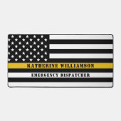 Custom 911 Dispatcher USA Flag Thin Gold Line Schreibtischunterlage (Vorderseite)