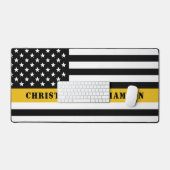 Custom 911 Dispatcher USA Flag Thin Gold Line Schreibtischunterlage (Tastatur & Maus)