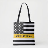 Custom 911 Dispatcher USA Flag Thin Gold Line Tasche (Vorderseite)