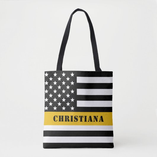 Custom 911 Dispatcher USA Flag Thin Gold Line Tasche (Vorderseite)