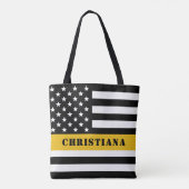 Custom 911 Dispatcher USA Flag Thin Gold Line Tasche (Rückseite)