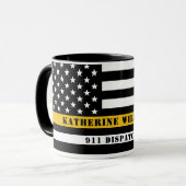 Custom 911 Dispatcher USA Flag Thin Gold Line Tasse (Vorderseite Links)