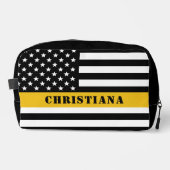 Custom 911 Dispatcher USA Flag Thin Gold Line Waschbeutel (Vorderseite)