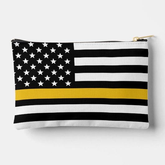 Custom 911 Dispatcher USA Flag Thin Gold Line Zubehörtasche (Rückseite)