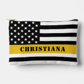 Custom 911 Dispatcher USA Flag Thin Gold Line Zubehörtasche (Vorderseite)