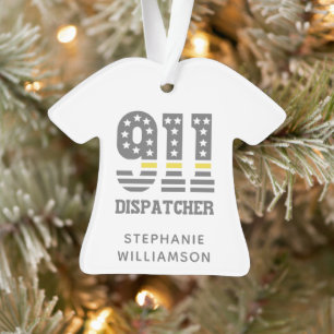 Custom 911 Dispatcher USA Flag Thin Yellow Line  Ornament