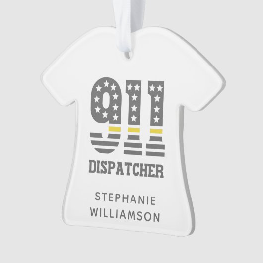 Custom 911 Dispatcher USA Flag Thin Yellow Line Ornament (Vorderseite)