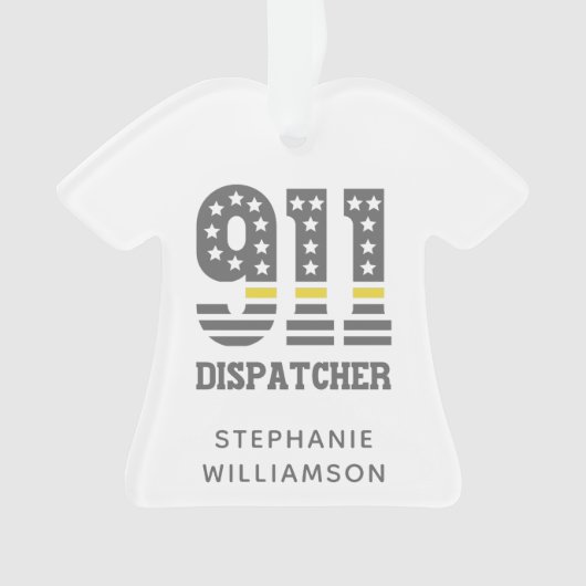 Custom 911 Dispatcher USA Flag Thin Yellow Line Ornament (Vorderseite)