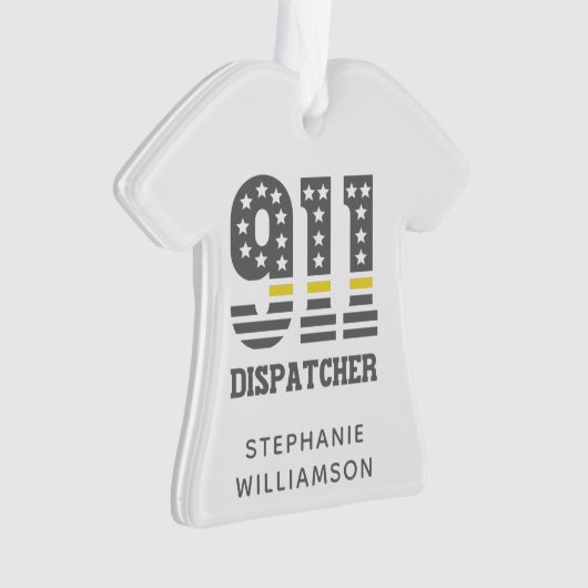 Custom 911 Dispatcher USA Flag Thin Yellow Line Ornament (Vorderseite)