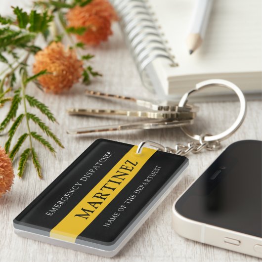 Custom 911 Emergency Dispatcher Thin Gold Line Schlüsselanhänger (Vorderseite rechts)