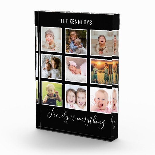 Custom 9 Foto Collage Familienname Schwarz (Rechts)