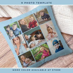 Custom 9 Foto Collage Family Halten Sky blau Kissen