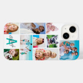 Custom 9 Foto Collage Monogram Name Your Colors Case-Mate iPhone Hülle (Rückseite (Horizontal))