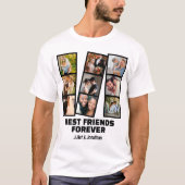 Custom 9 Foto Collage & Name Best Friend Forever T-Shirt (Vorderseite)