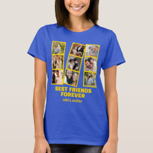 Custom 9 Foto Collage & Name Best Friend Forever T-Shirt
