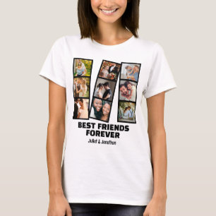 Custom 9 Foto Collage & Name Best Friend Forever T-Shirt