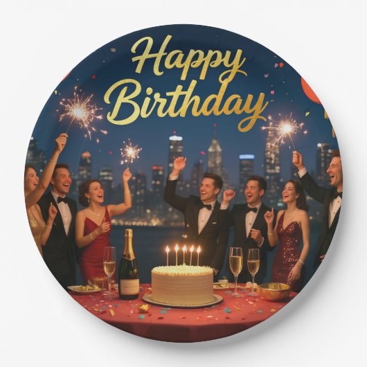 Custom 9" Round Birthday Dinner Teller (Vorderseite)