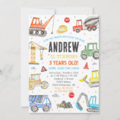 Custom a Modern Construction Birthday Party Einladung (Vorderseite)