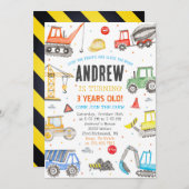 Custom a Modern Construction Birthday Party Einladung (Vorne/Hinten)