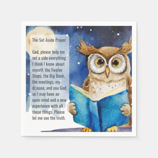 Custom AA Prayer Napkin | Sober Owl Big Book Serviette (Vorderseite)