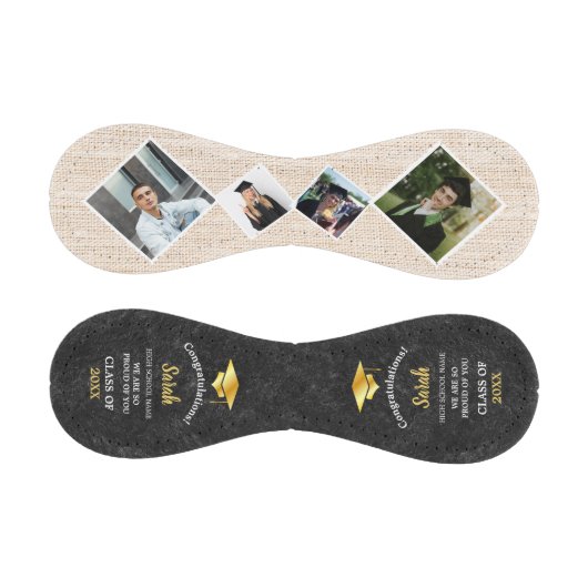 Custom Abschluss 4 Foto Class of 2025 Black Gold Baseball (Paneele)