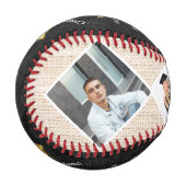 Custom Abschluss 4 Foto Class of 2025 Black Gold Baseball (Vorderseite Links)
