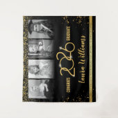 Custom Abschluss Banner Foto Collage Black Gold Wandteppich (Vorderseite)