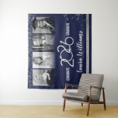 Custom Abschluss Banner Foto Collage Blue Silver Wandteppich (Beispiel)