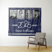 Custom Abschluss Banner Foto Collage Blue Silver Wandteppich (Beispiel (Horizontal))