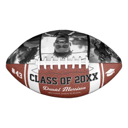 Custom Abschluss Class of Senior 3 Foto Football (Vorderseite)
