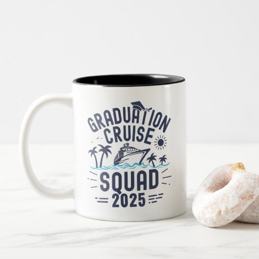 Custom Abschluss Cruise Squad Grad Trip Group Zweifarbige Tasse (Mit Donut)