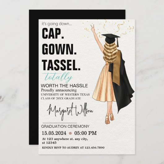 Custom Abschluss Einladung (Vorne/Hinten)